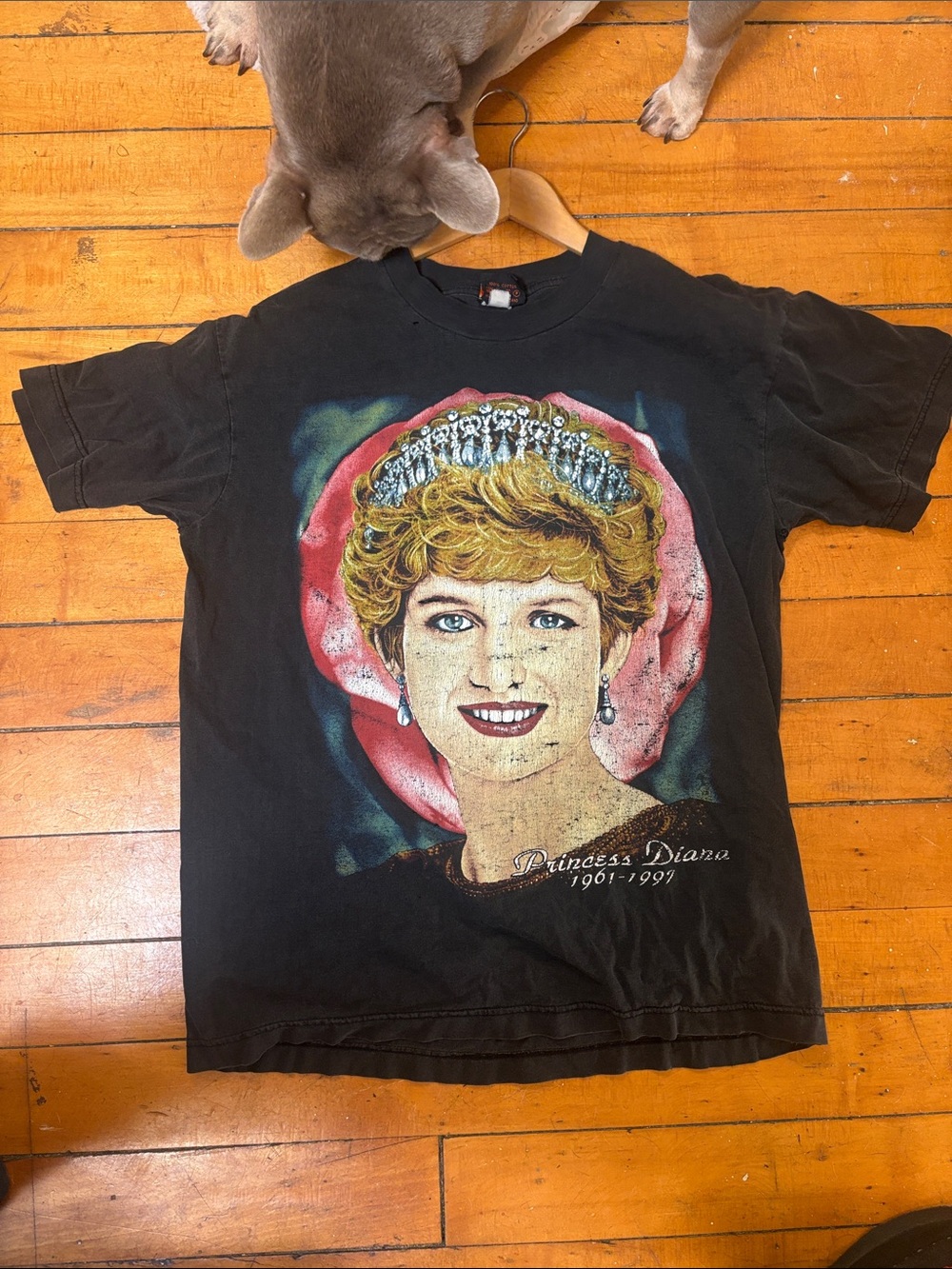 Vintage y2k 90s Princess Diana Memorial Rap Tee thrashed distressed Large